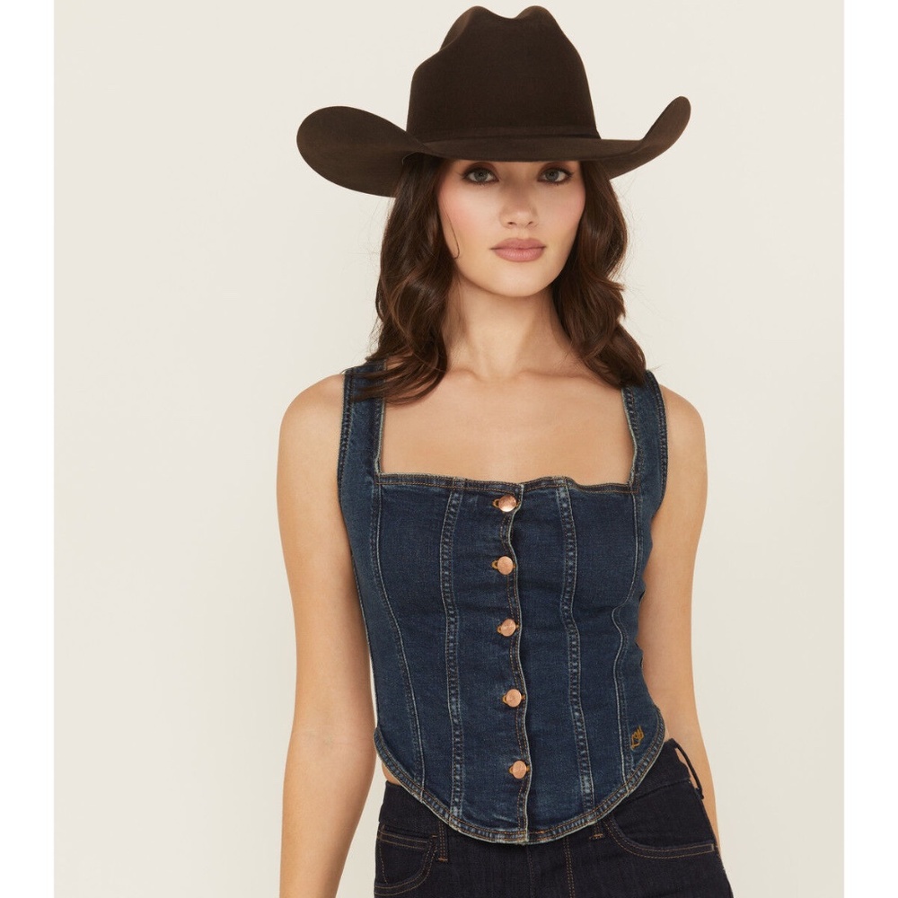 Wrangler x Lainey Wilson Pony Up Bustier Denim Top M NWT